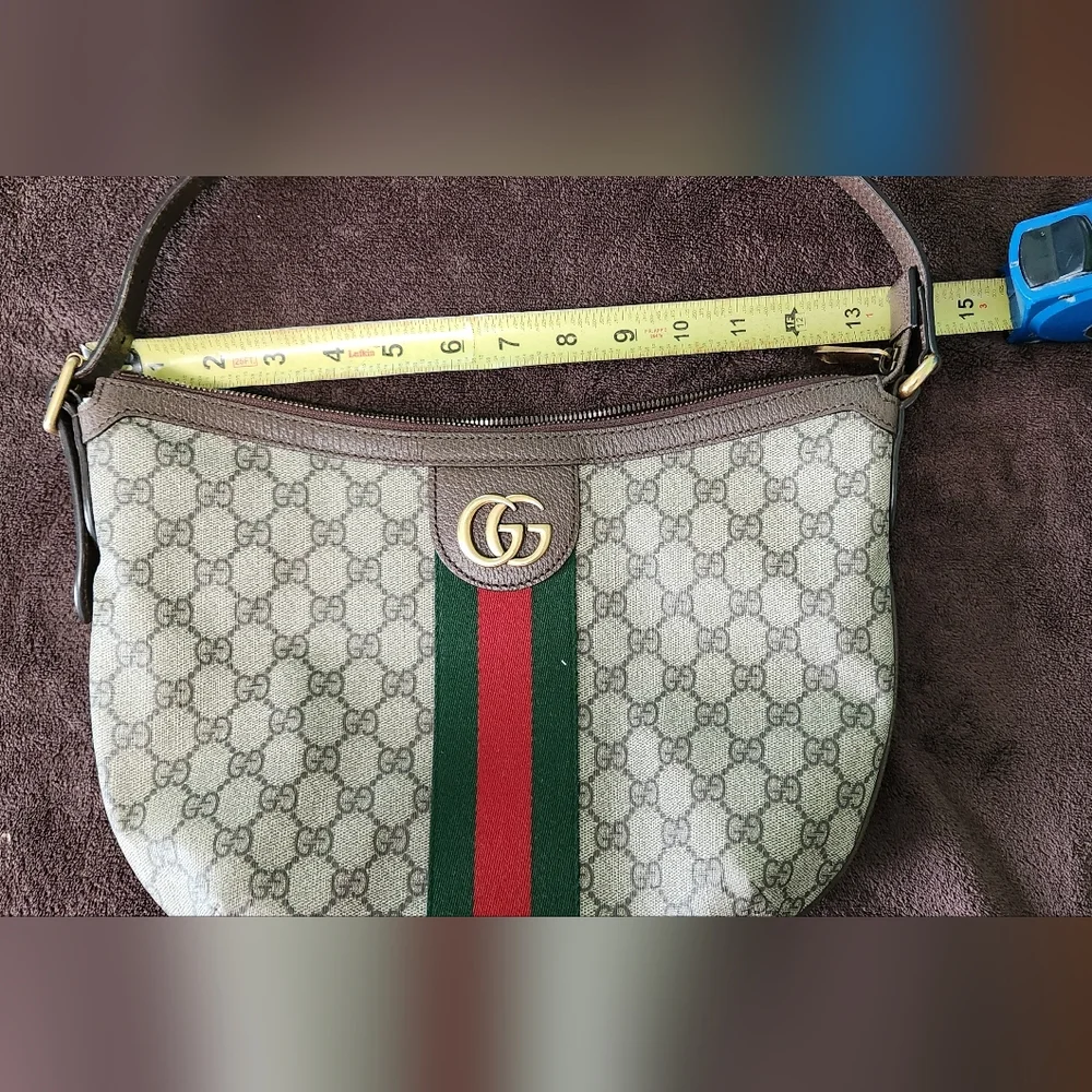 Gucci Ophidia GG Patterned Bag W/Red & Green Stripe 13X9 - Picture 13 of 16